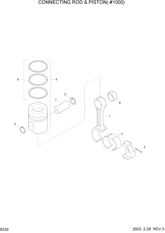 SET-PISTON RING PAGE 9330 CONNECTING ROD & PISTON(-#1000) | ref:3802423