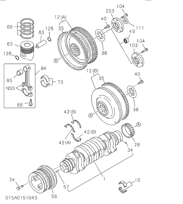 RING SET; PISTON,STANDARD 015 CRANKSHAFT,PISTON AND FLYWHEEL. | ref:8980171660