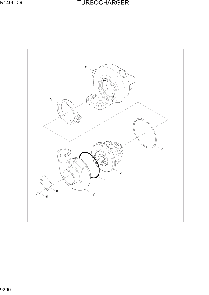 TURBOCHARGER ASSY PAGE 9200 TURBOCHARGER | ref:XJAF-02496