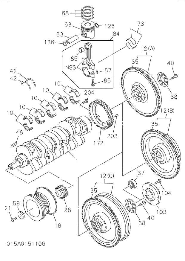 METAL SET; CRANKSHAFT 015_CRANKSHAFT,PISTON AND FLYWHEEL. | ref:8973879640