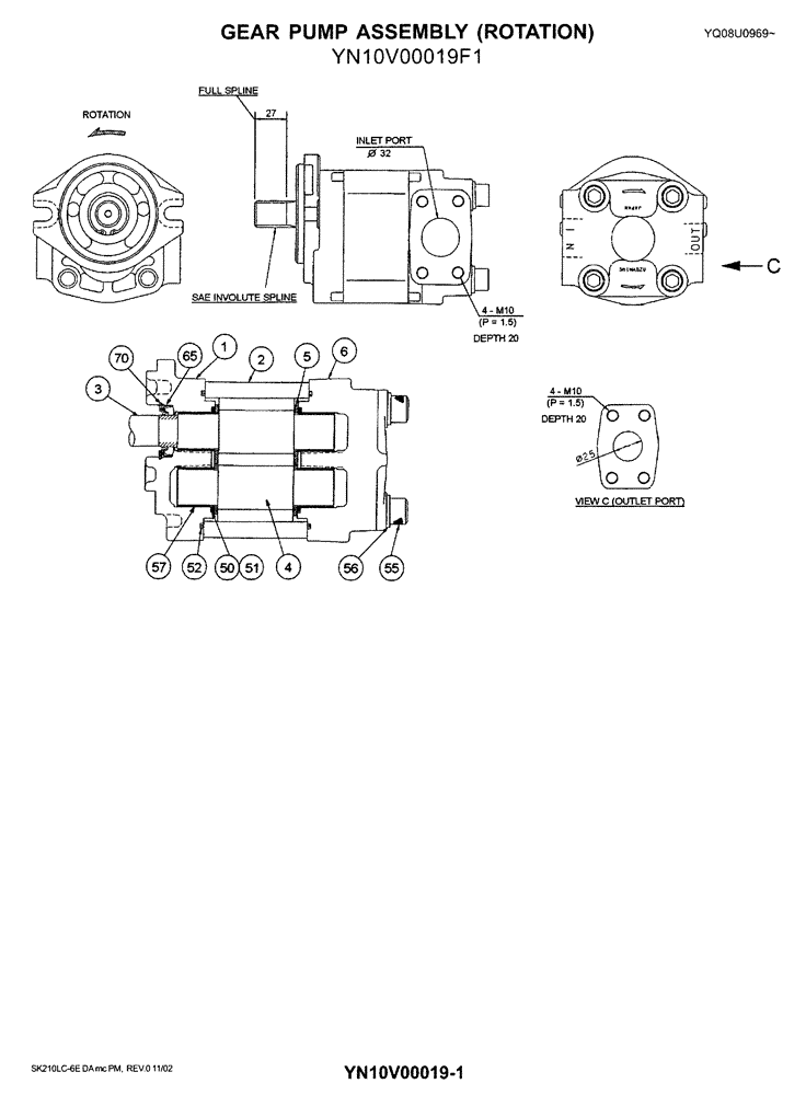 REPAIR KIT (07-009) - GEAR PUMP ASSEMBLY (ROTATION) (YN10V00019F1) | ref:YN10V00019R100