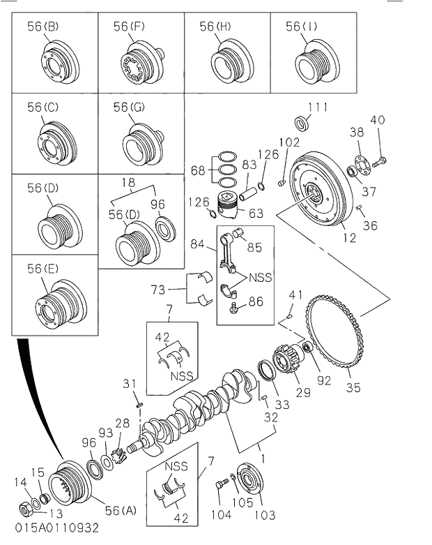 FLYWHEEL 015 CRANKSHAFT,PISTON AND FLYWHEEL. | ref:1123313773