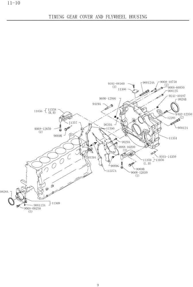 NUT (9.005[00]) - TIMING GEAR COVER & FLY WHEEL HOUSING 11-10 (H | ref:924110107A